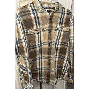 Howler Bros Rodanthe Blanket Flannel Button Shirt Men's Sz Large Plaid Tan